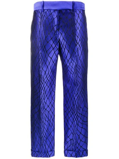 Haider Ackermann Wool Skinny Jacquard Trouser In Blue