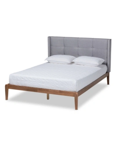 Baxton Studio Edmond Modern & Contemporary Upholstered & Wood Queen Platform Bed In Gray
