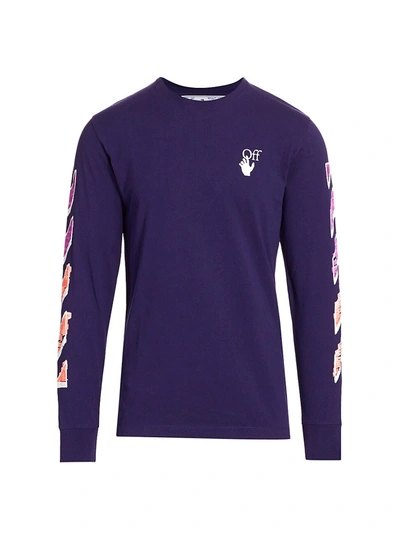 Off-white Crewneck Long-sleeve T-shirt In Purple