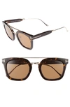 Tom Ford Women's Alex Brow Bar Square Sunglasses, 50mm In Dark Havana/brown Solid