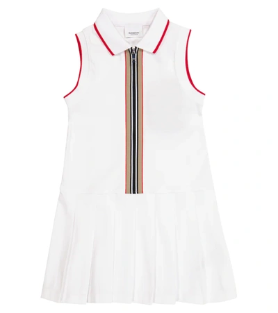 Burberry Babies' Stripe-trim Polo Dress In White