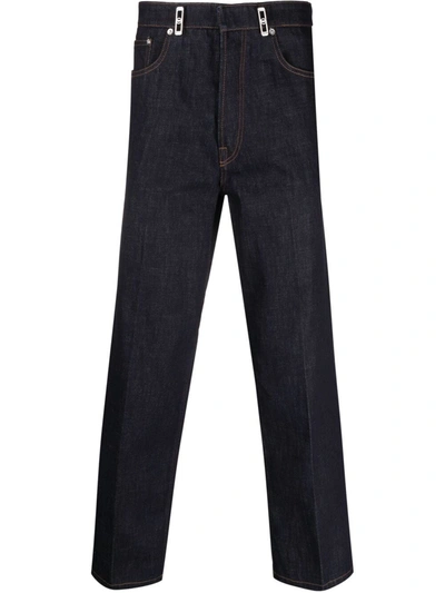Lanvin 24cm Straight Cotton Denim Jeans In Navy