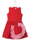 Simonetta Kids' Cotton Poplin Dress W/ Heart In Red