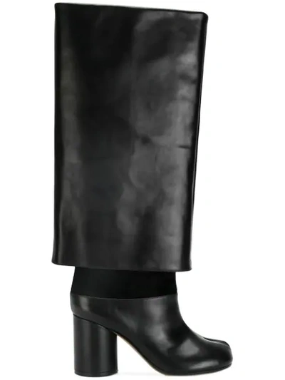 Maison Margiela 80mm Tabi Brushed Leather Boots In Black