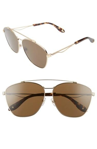 Givenchy 65mm Round Aviator Sunglasses - Gold