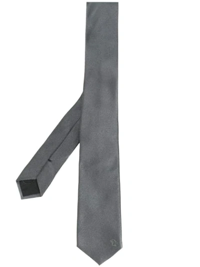 Versace Embroidered Logo Tie - Grey