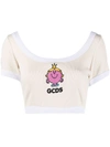 Gcds Little Miss Princess Cropped T-shirt In Beige