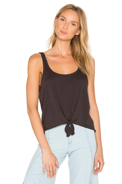 Chaser Vintage Jersey Tie Front Tank In Black
