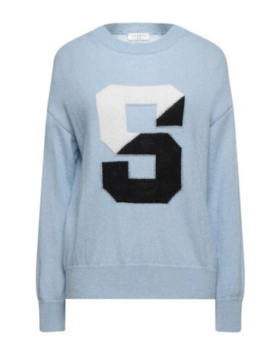 Sandro Suzana Intarsia-knit Sweater In Sky Blue