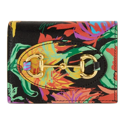 Gucci Black Ken Scott Edition Horsebit Card Holder In 1056 Black/pink/blac