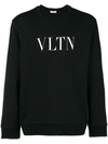 Valentino Vltn Print Sweatshirt In 0no Black