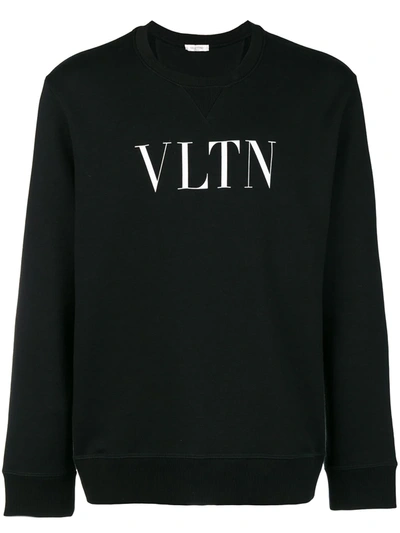 Valentino Vltn Print Sweatshirt In 0no Black