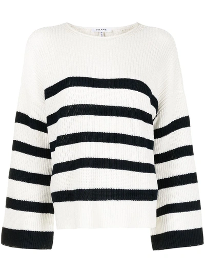 Frame Mariner Striped Organic Cotton Sweater In Wht/mult