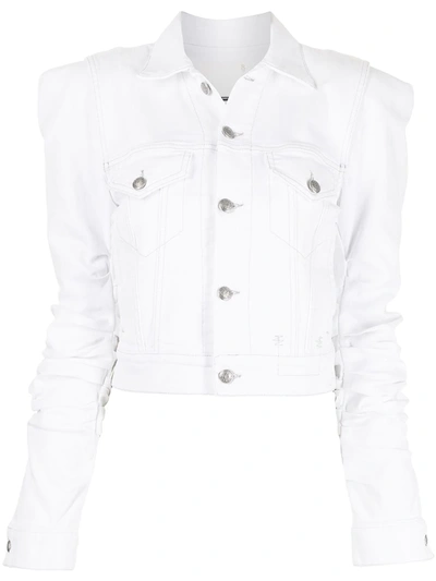 R13 Kelsey Shirred Denim Jacket In Brooke White