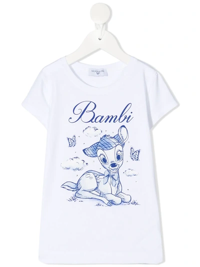 Monnalisa Kids' Bambi-print Stretch-cotton T-shirt In White