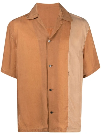 Attachment Two-tone Short-sleeved Shirt In Orange