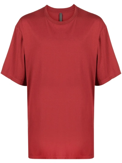 Attachment Side Slit Cotton T-shirt In Red
