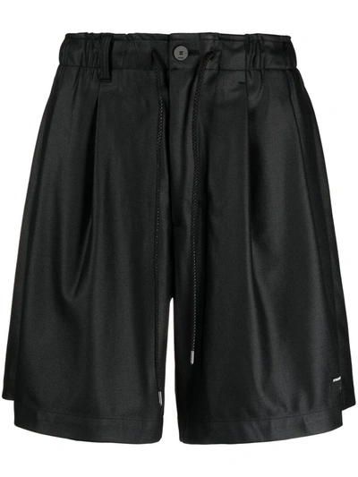 Attachment High-rise Loose Fit Shorts In Black