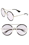 Gucci 56mm Round Sunglasses - Gold/ Pink