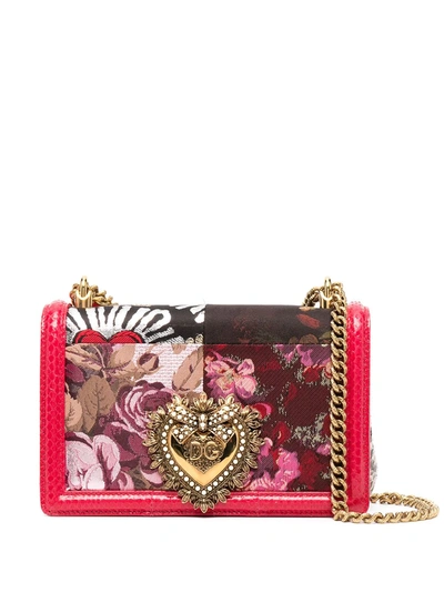 Dolce & Gabbana Devotion Patchwork-design Shoulder Bag In Red