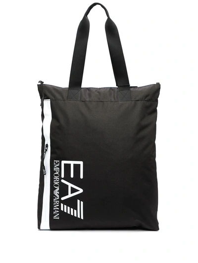 Ea7 Logo-print Drawstring Bag In Black