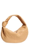 Bottega Veneta Bv Jodie Leather Hobo Bag In Almond/ Gold