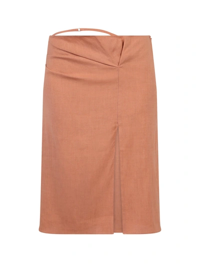 Jacquemus High Waisted Skirt In Brown
