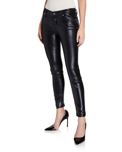 Rta Prince Leather Skinny Pants In Blue Pattern