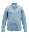 Nili Lotan Travis Patch-pocket Denim Shirt In Light Blue Wash