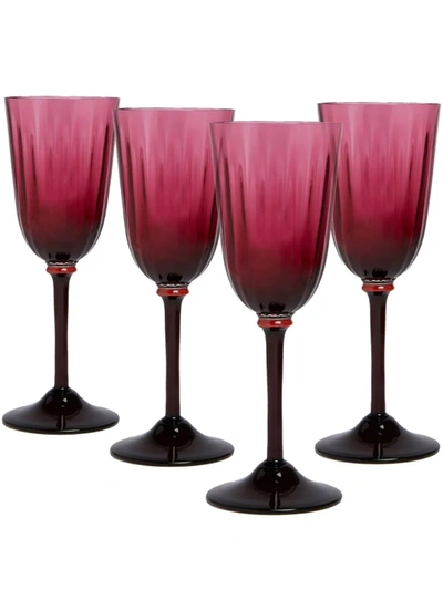 La Doublej Set Of 4 Wine Glasses In Fuxia