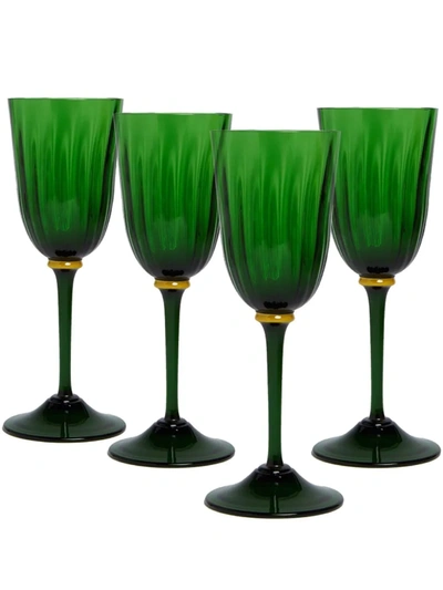 La Doublej Set Of 4 Wine Glasses In Green