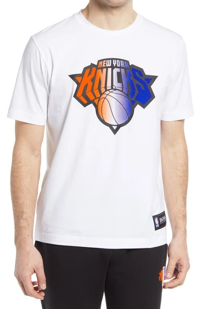 Hugo Boss T Basket Nba New York Knicks Relaxed Fit Tee In White