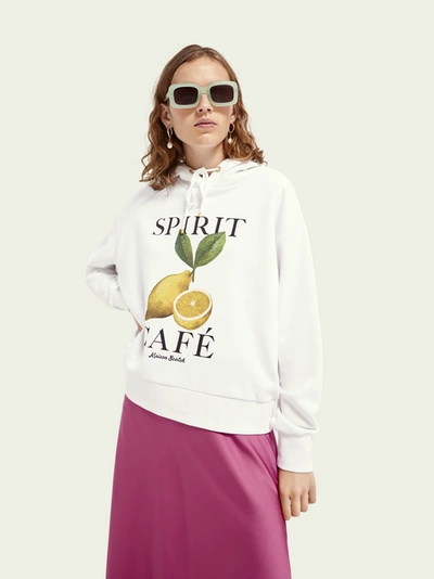 Scotch & Soda Relaxed Fit Hooded Sweatshirt In White