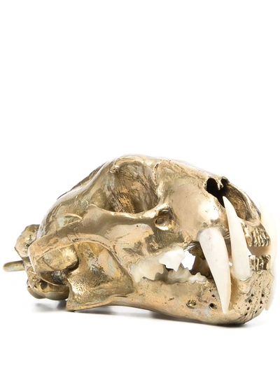 Parts Of Four Polished Brass Bone Skull Ornament In Gold