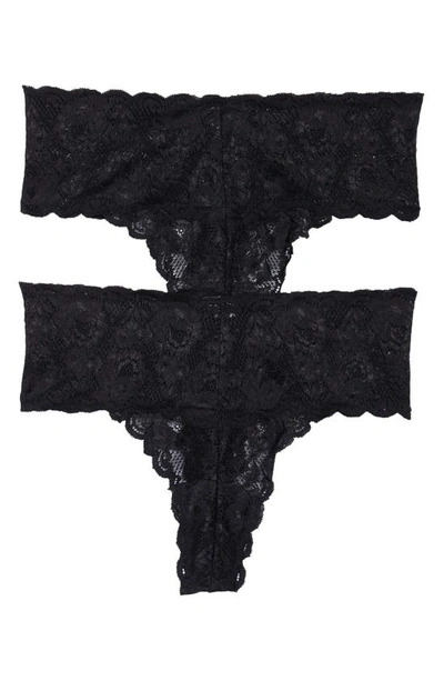 Cosabella Never Say Never Comfie Cutie 2-pack Lace Thongs In Black