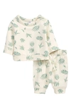 Nordstrom Babies' Print Fleece Sweatshirt & Pants Set In Ivory Pristine Leaves