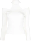 Simkhai Lila Cold Shoulder Cutout Sweater In White