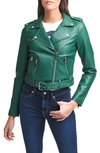 Levi's Faux Leather Fashion Belted Moto Jacket In Forest Green