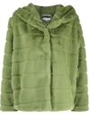 Apparis Goldie Faux-fur Panelled Coat In Epsom Green