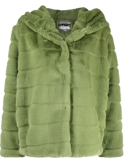 Apparis Goldie Faux-fur Panelled Coat In Green