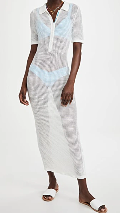 Solid & Striped The Leigh Mesh Polo Dress Cover Up In White