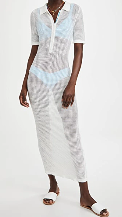 Solid & Striped The Leigh Mesh Polo Dress Cover Up In White | ModeSens