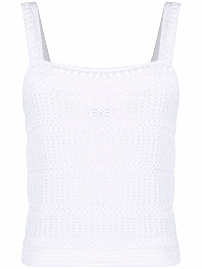 Vince Crochet Cropped Sleeveless Top In Optic