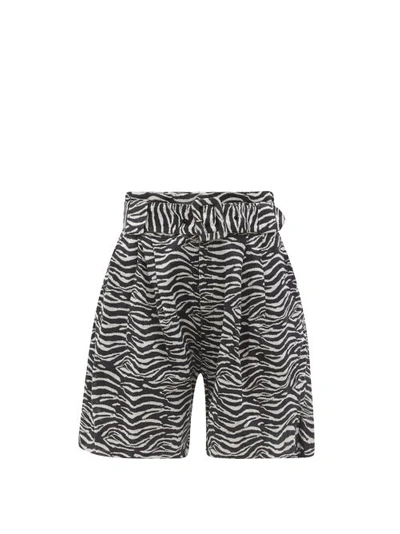 Solid & Striped The Talia Zebra-print Cotton-blend Wide-leg Shorts In Printed Zebra Gauze