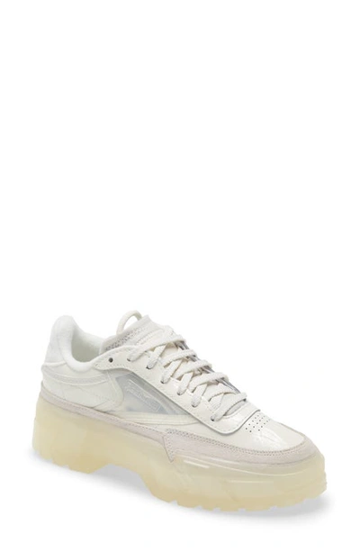 Reebok Club C Cardi Platform Sneaker In Chalk/ Chalk/ Clear