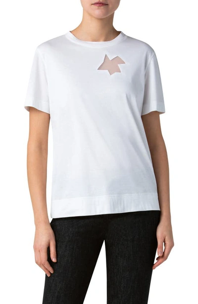 Akris Kinderstern Inset Cotton T-shirt In Ecru