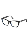 Tom Ford 54mm Blue Cat Eye Light Blocking Glasses In Black