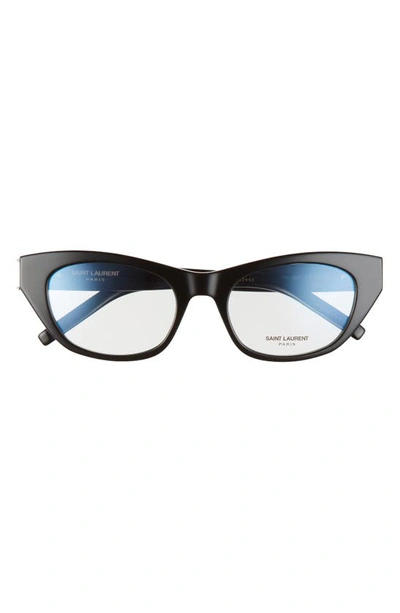 Saint Laurent 52mm Cat Eye Optical Glasses In Black