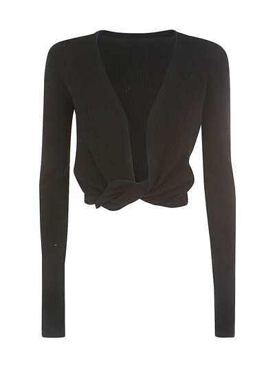 Jacquemus Le Gilet Noue Twisted Linen Blend Crop Cardigan In Black
