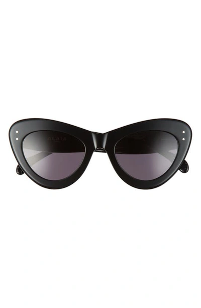 Alaïa 52mm Cat Eye Sunglasses In Black/ Grey